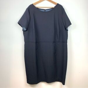 Talbots Dress Plus Size 22W Short Sleeve Blue White Dots Lined Office Wool Blend